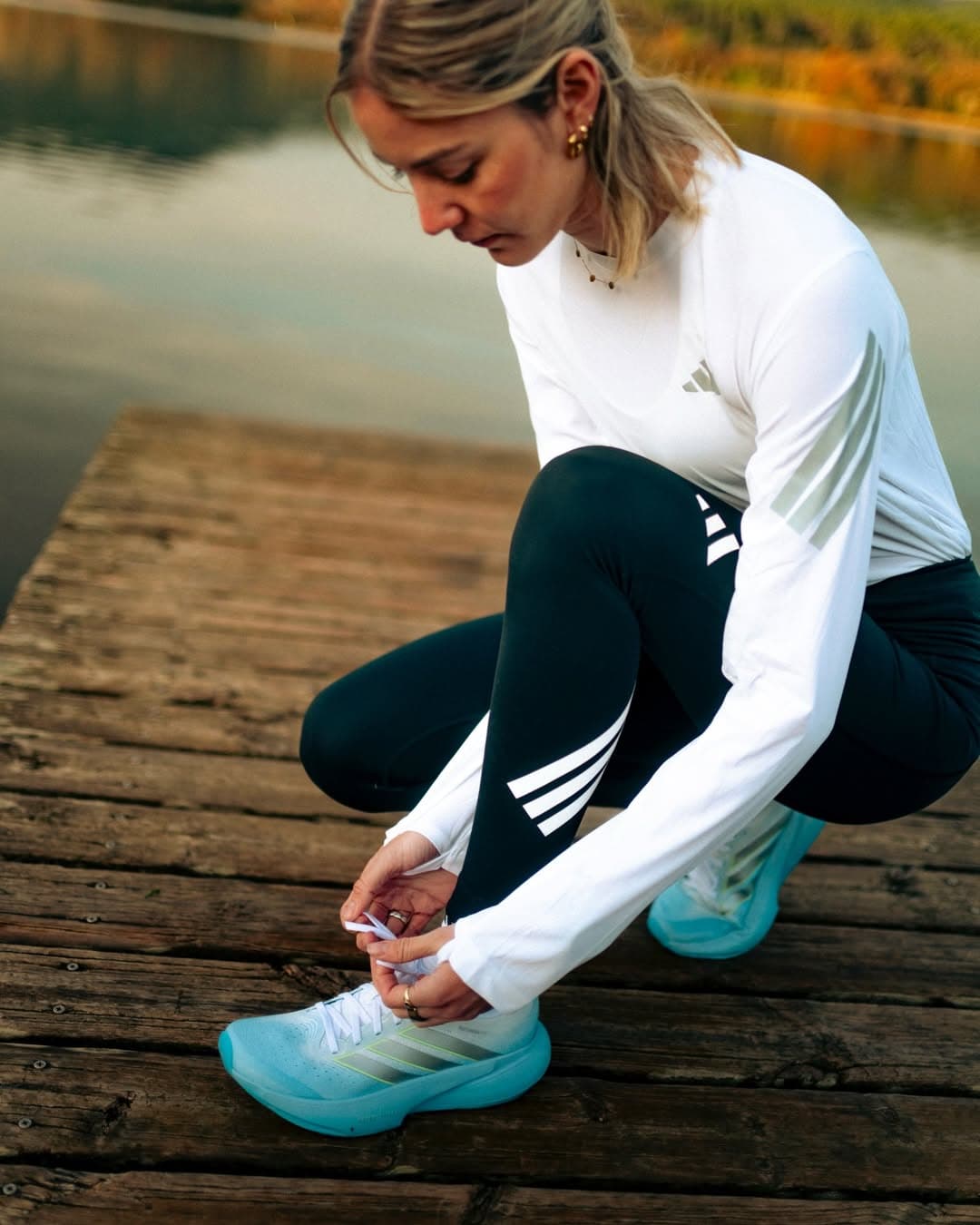 Cassandre Beaugrand mid-stride in adidas race kit.